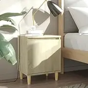Bedside Nightstand Tables for Bedroom - Sonoma Oak Bed Cabinets with Storage, Solid Wood Legs, Night Tables Furniture for Living Room, 40x30x50 cm