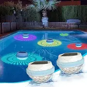 Silkwish Pack of 2 Solar Pool Lighting Floating - 7 RGB Colour Changing LED Pool Light | Waterproof IP68 & Automatic Twilight Detection Solar Lamp for Garden Pool, Pond and Outdoor Decoration