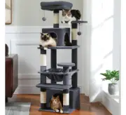 PAWZ Road Cat Tree 54" Multi-Level Cat Condo with 5 Scratching, Small cats