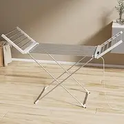 Devanti Heated Towel Rail, Aluminum Foldable 18-Rod Electric Towels Rack Clothes Warmer Bathroom Holder with 24H Timer, 260W 40-70°C Adjustable, Freestanding Space Saver