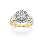 Meera Halo Ring with 1.00ct of Laboratory Grown Diamonds in 9kt Yellow Gold