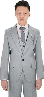 SIRRI Strukturierter 8-teiliger formeller Anzug für Jungen – Slim Fit-Set für Pagenschnitt, Hochzeit, Kommunion, Alter 1–16