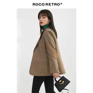 ROCO復古純羊毛女大衣西裝外套