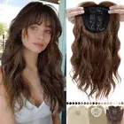 AU Hair Topper Toupee Clip in Hairpiece Silky Top with Bangs 100% Real as Human