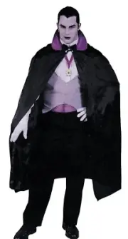 Vampire Black With Purple Satin Collar CAPE Halloween Adult One Size Fits Most