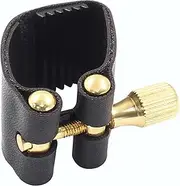 Piutouyar Black Alto Sax Saxophone Ligature Fastener, Leather Ligature Fastener for Saxophone Mouthpiece