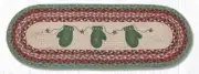 Braided Jute Hand Stenciled Oval Table Runner. Earth Rugs. MITTENS. 13" X 36"
