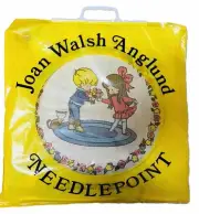 Vintage Joan Walsh Anglund Needlepoint Kit 1973 Complete/Wool Yarn GIRL BOY cat
