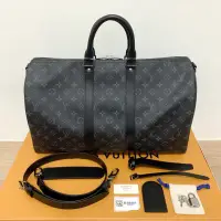 在飛比找蝦皮購物優惠-LV 全新 未使用閒置品 黑色花紋 keepall 45 c