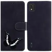 For Nokia C2 2nd Edition Skin-touch Pu Leather Wallet Case Butterfly Pattern Printing Magnetic Closure Shockproof Flip Folio Cover