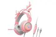 Cute Deer Over Ears Gaming Wired Headphones-Pink