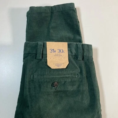 NEW Lands' End Corduroy Pants 31x30 Green Outdoor Pinwale Cord Chino NWT