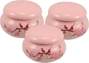 FRCOLOR 3pcs Portable Mini Lipstick Blush Containers for Travel Sealed Ceramic Makeup Pots for Creams Essential Oils Storage