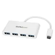 StarTech 4 Port USB C Hub, USB-C to A, USB 3.0, Bus Power, White - HB30C4ABW