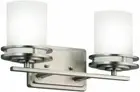 Hendrik 14.5" 2 Light Vanity Light with Satin Etched Cased Opal Glass Brushed Ni