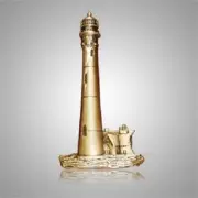 Brass Lighthouse Applique for Funeral Box/Cube Cremation Urn, Pewter Also Avail.
