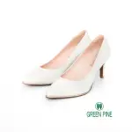 【GREEN PINE】典雅絲光金屬邊高跟鞋白色(00900801)
