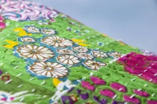 花朵刺繡抱枕套 純棉抱枕套 民族風抱枕套-法式風 綠茶綠花朵森林