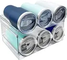 2 Pack Water Bottle Organizer, Stackable Kitchen Pantry Storage Shelf, Plastic W
