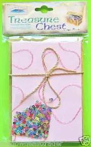 Treasure Chest Card Making Kit 5 Stitched Indian Papers Cards Envelopes Sequins