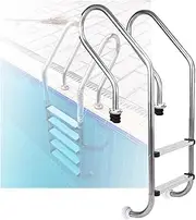 Pool Ladder, Heavy Duty 2/3 Steps Entry and Exit Pool Step Easy Climbing,Swimming Pool Step with Curved Handrails for Fish Pond(2-Steps1.2mm)