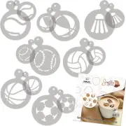 14 pcs Coffee and Cake Decorating Stencils // 11cm and 7cm // SPORT