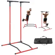 Power Tower Dip Station, 2-Level Height Adjustable Pull Up Bar Stand, Multi-Function Strength Training Workout Equipment, Home Gym Fitness Dip Bar Station, 220LBS Weight Capacity, Black &