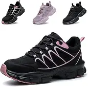 [Ayqyc] Safety Shoes, Work Shoes, Women's Lightweight Steel Cap Shoes, Sporty, Breathable, Non-Slip Protective Shoes, Black-Pink, 10 AU