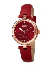 Burgi Women's Leather Diamond Watch