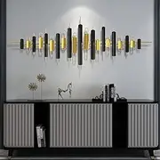 Home Decor Metal Wall Art Metal Wall Decor for Living Room, Handcrafted Gold Black Metal Wall Sculptures for Hotel Restaurant Decoration