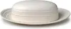 Mikasa Swirl White Matte Ironstone Oval Covered Butter Dish NEW