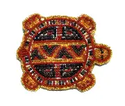 Beaded Turtle Barrette 3.5" W x 3" L Leather Backed French Clip Regalia #09