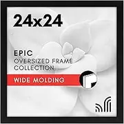 Americanflat 24x24 Picture Frame with Polished Plexiglass - Epic Collection - Square Picture Frames with Engineered Wood - Wide Photo Frame for Wall Display - Black