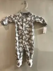 JUST ONE YOU POLAR BEAR FOOTED PAJAMA'S Snap FRONT Gray SIZE 6 MONTHS NWT