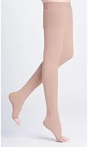 500 Natural Rubber 40-50 mmHg Open Toe Unisex Thigh High Sock with Grip-Top Size: S2
