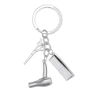 5Pcs Creative Keychain Alloy Stylist Hair Dryer Scissor Comb Dangle Pendant Key Ring Artware Gift