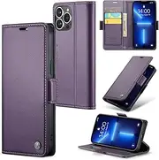 ELEPIK for iPhone 12 Pro Max Case with Card Holder, Kickstand [3 Card Holder + 1 Cash Slot] [for Women & Men] [Durable PU Leather] Magnetic Wallet Phone Cover for iPhone 12 Pro Max, Fashion Purple