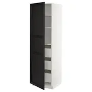 METOD / MAXIMERA high cabinet with drawers, white/Lerhyttan black stained, 60x60x200 cm