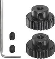 HARFINGTON 48P Hardened Pinion Motor Gear Set 2pcs 25T 26T Fit 1/8 inch RC Motor Shaft 48 Pitch Gears for RC Car, with Hex Key