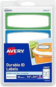 Avery Kids Durable Labels, Dishwasher and Microwave Safe, 89 x 32 mm, 20 Labels (41413)