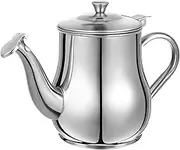 PRETYZOOM 18Oz Stainless Steel Oil Strainer Pot with Removable Fine Mesh Filter Oil Dispenser for Home Cooking Easy Pour Sprout Lid Sturdy Handle for Oil Storage and Frying