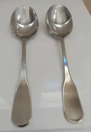 Oneida Stainless Steel Large Serving Spoon Fork Buffet Party Dinnerware Set of 2