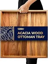 Comfify Acacia Wood Serving Tray with Handles - Ottoman Coffee Table Decorative Platter for Breakfast in Bed, Dining Patio, BBQ, and Parties - Easy Comfort on Lap and Couch