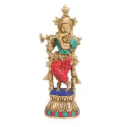 Brass Lord Krishna Bhagwan Idol Murli Statue Figurine Gift for Home