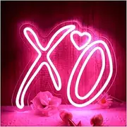 Sign Lamp XO Heart Neon Sign for Wall Decor LED Light USB Powered for Wedding Hanging Bar Club Birthday Party 34cm×29cm