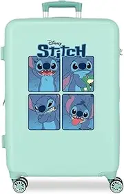 Joumma Disney Adorable Stitch Medium Suitcase Blue 46x65x23cm Hard 3kg Combination Lock Side ABS 3kg 56LExtensible, Blue, One Size, Medium Suitcase