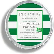 Spots & Stripes - Wax Wonder Re-Styleable Pomade for Boys, a Naturals-Packed Pomade with Awesome Styling Power, Water-Based and Shine-Boosting (100g)