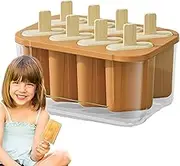 Popsicles Molds | 8-Hole Silicone Mold for Popsicles Making - Non-Stick Ice Lolly Maker Tool for Jam Jelly Juice Fruit Pudding