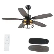 Farmhouse Ceiling Fan with Light and Remote 52" Rustic Flush Mount Ceiling