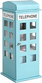 Ore International HBB1819 British Telephone Booth Leather Jewelry Box, Pastel Blue, 11.5"